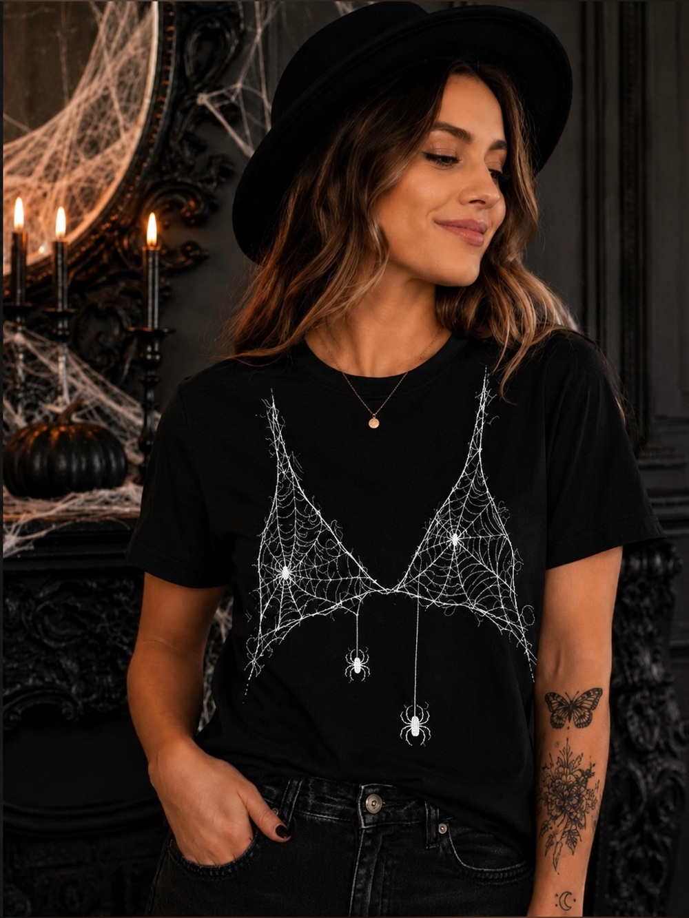 Spider Web Bikini Top Graphic Tee
